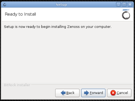 Zenoss Installer Screen - Ready to Install