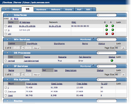 Showing Processes to Monitor